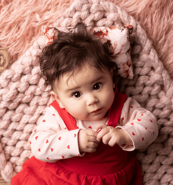 Three month old girl in studio photography session Medford, Oregon