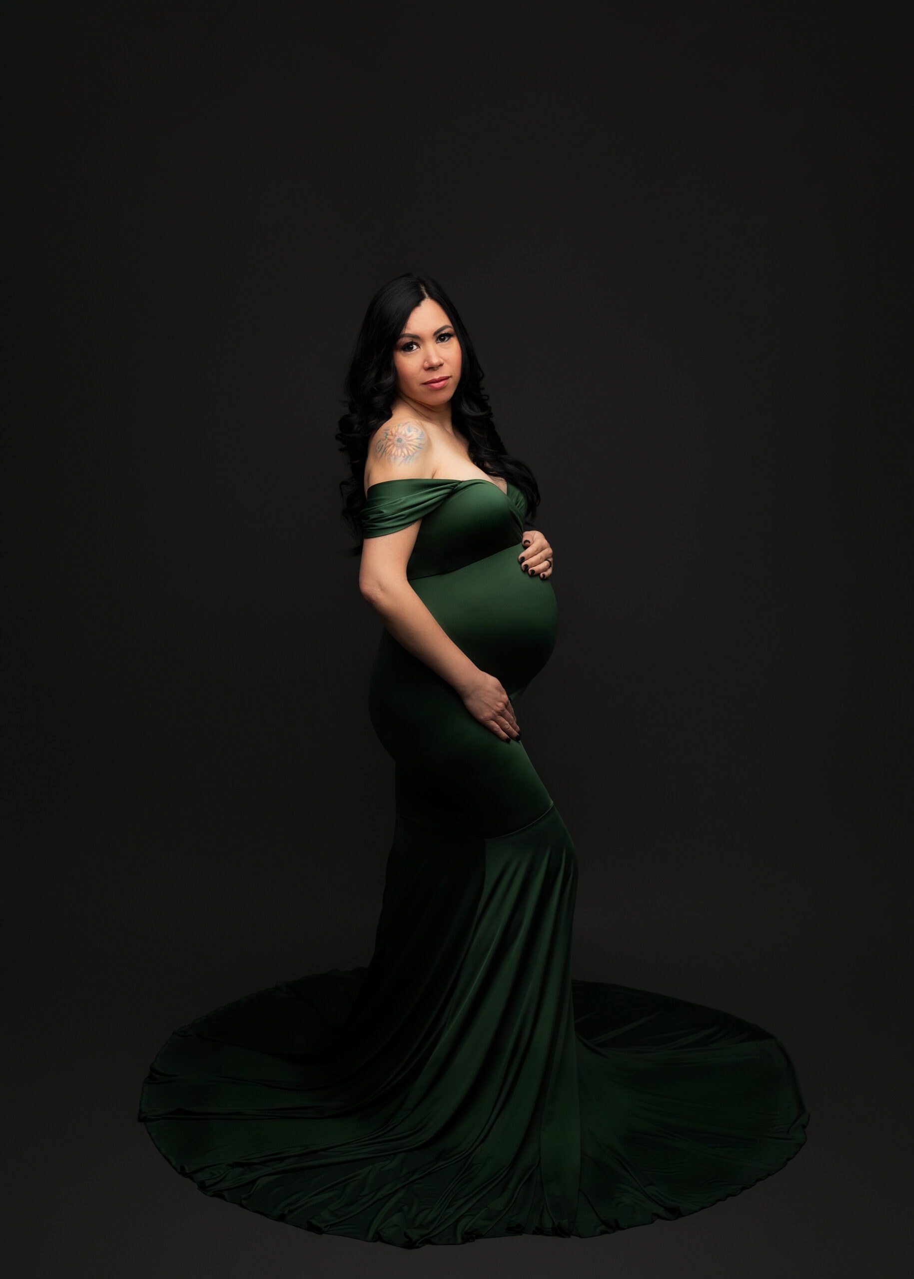 In studio maternity photography session in Grants Pass, Oregon.