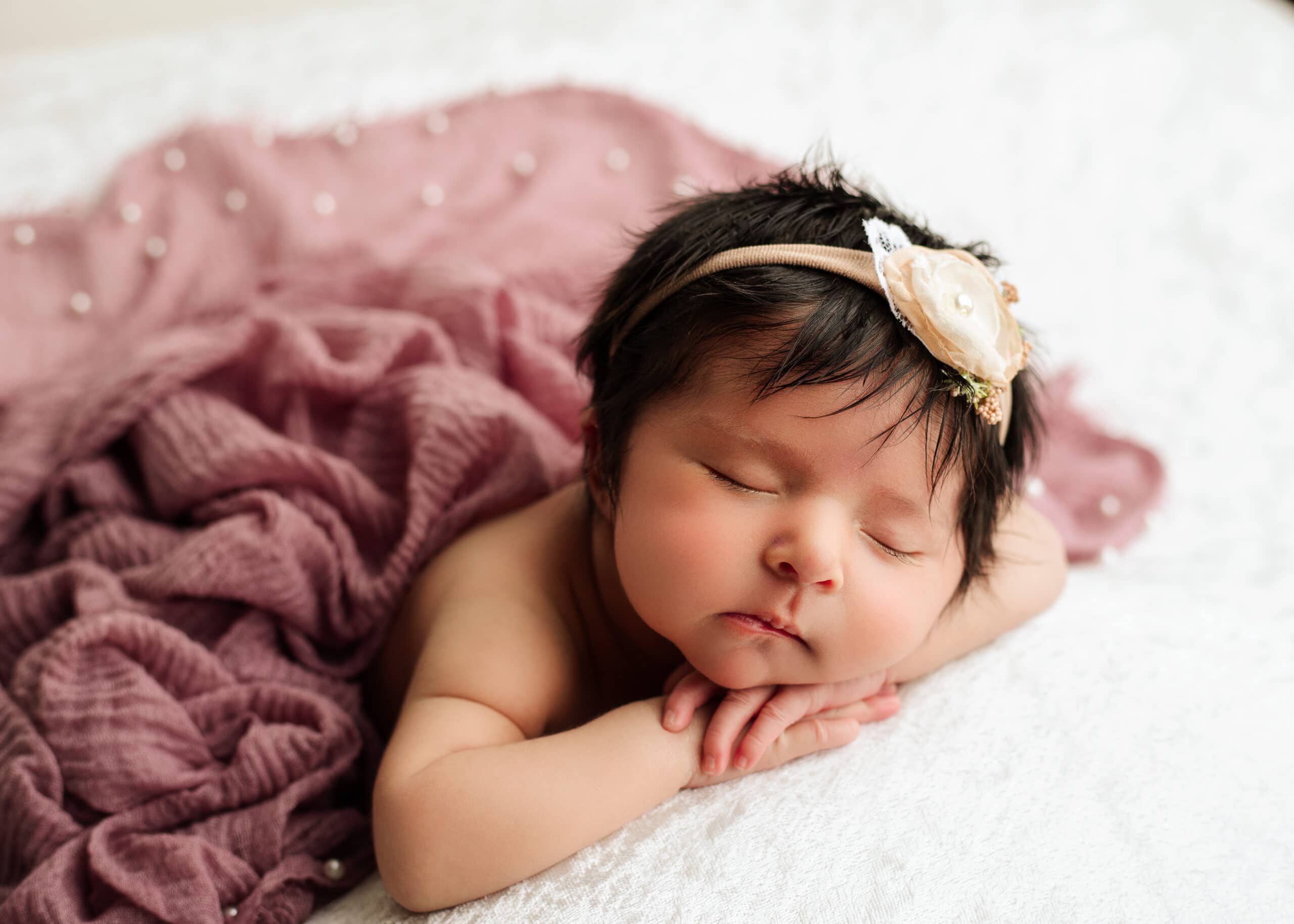 Newborn girl with tulle dress in Grants Pass Oregon.