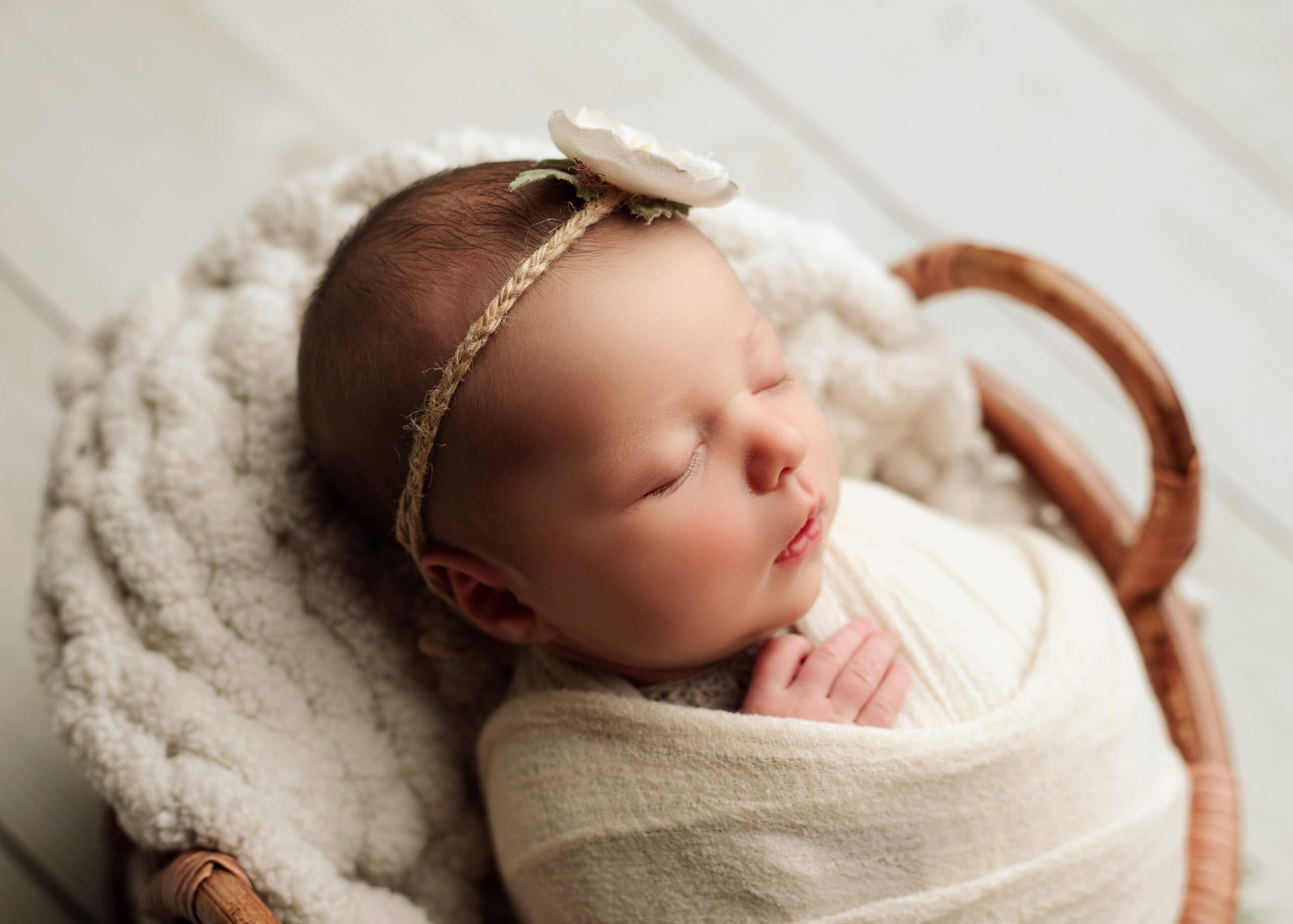 Newborn girl in a photography studio in Grants Pass, Oregon.