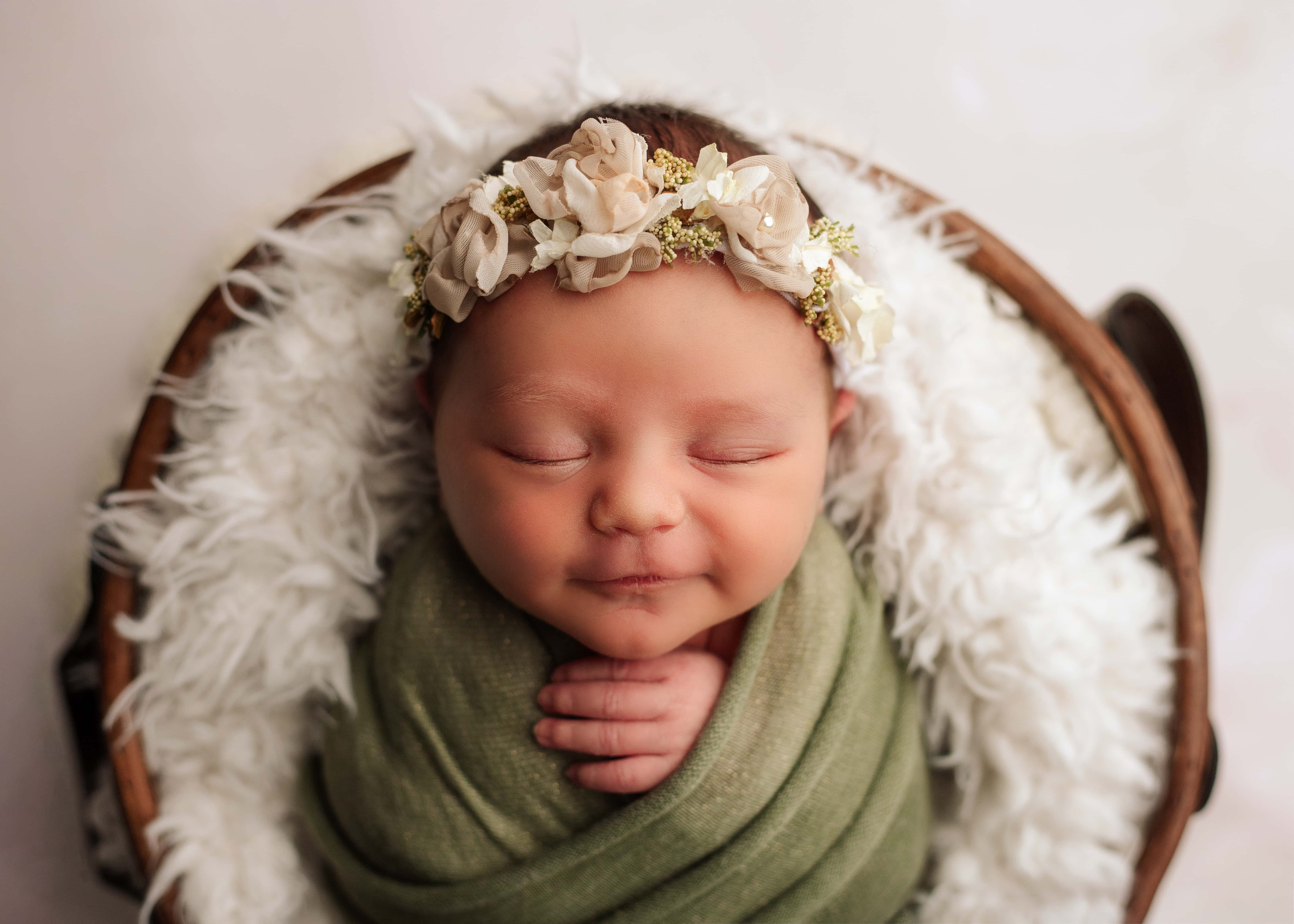 Newborn girl in a photography studio in Grants Pass, Oregon.