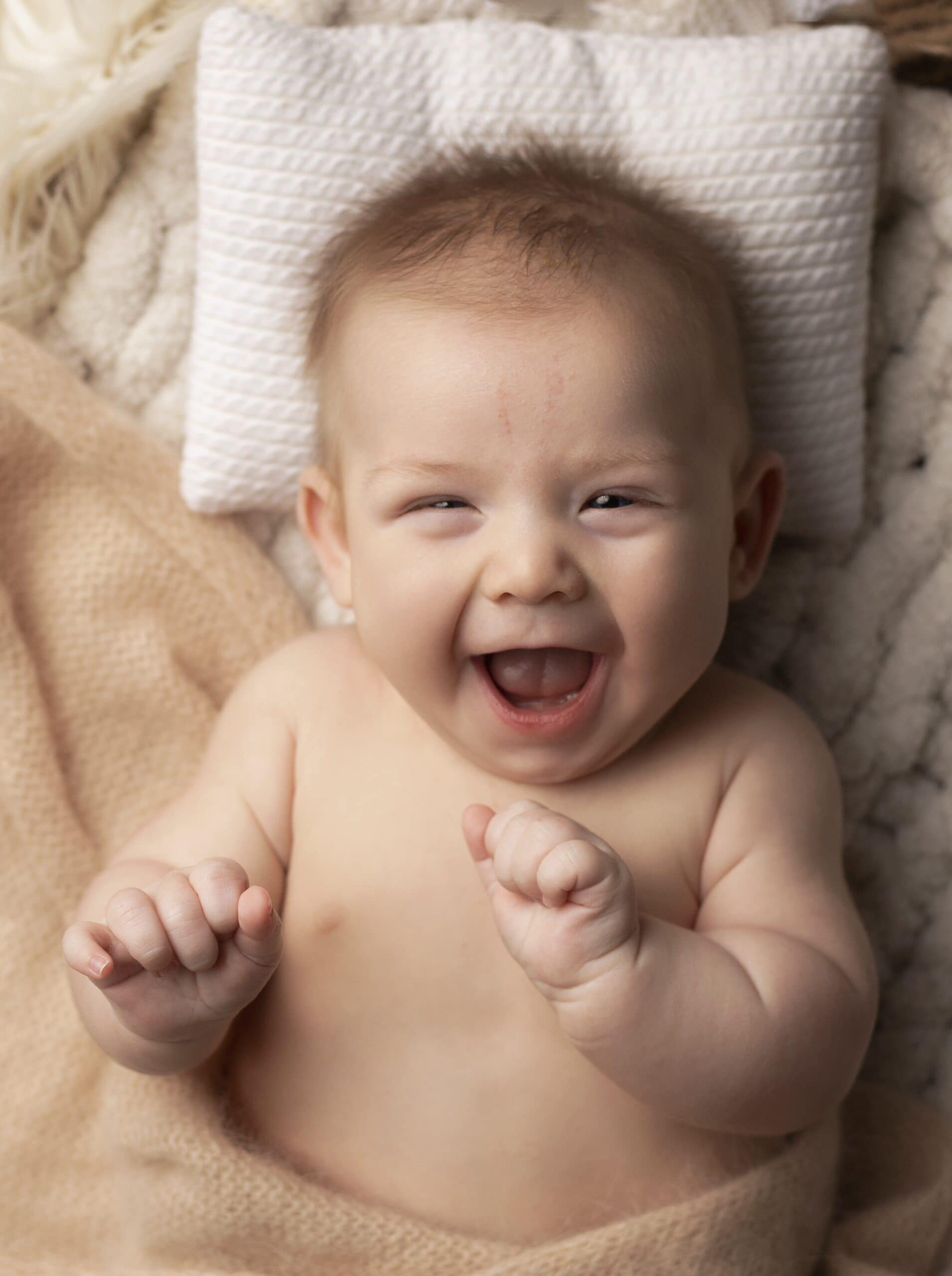 Milestone photography session three month old boy in Southern Oregon.